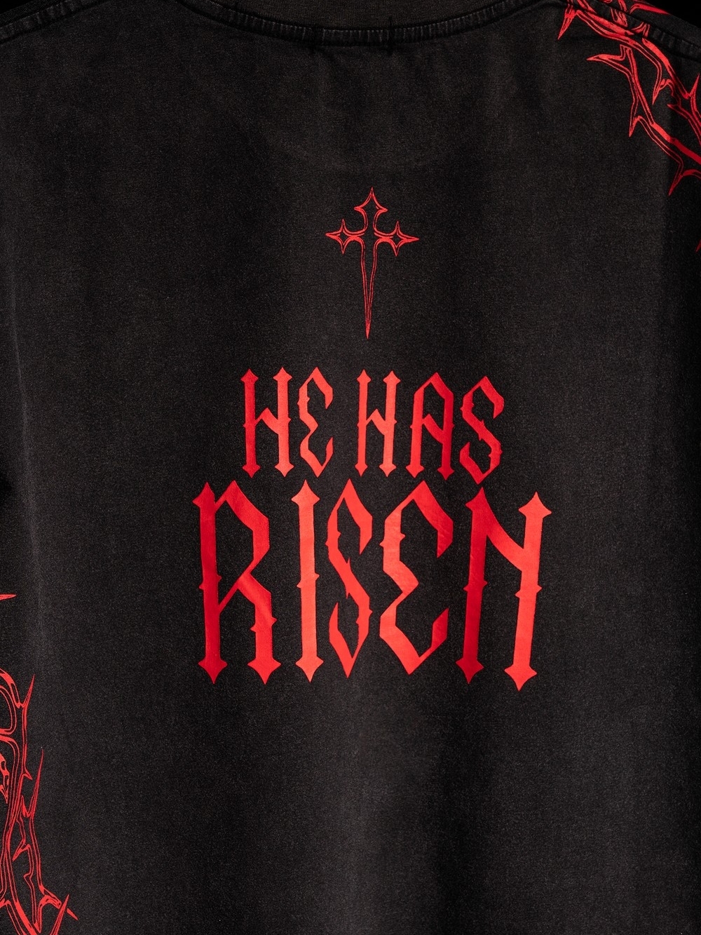 Black Graphic Tee with Red Tribal Accents - Men - Picture 3 of 10